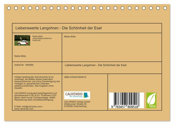 Produktbild: Liebenswerte Langohren - Die Sch&ouml;nheit der Esel (Tischkalender 2026 DIN A5 quer), CALVENDO Monatskalender