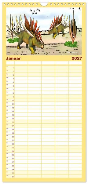 Produktbild: Familienplaner 2027 - Die Welt der Dinos mit 5 Spalten (Wandkalender, 21 x 45 cm) CALVENDO