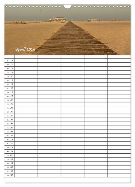 Produktbild: St. Peter Ording Familienplaner (Wandkalender 2026 DIN A3 hoch), CALVENDO Monatskalender