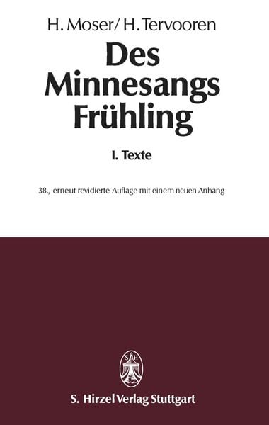 Produktbild: Des Minnesangs Fr&uuml;hlingBand I: Texte