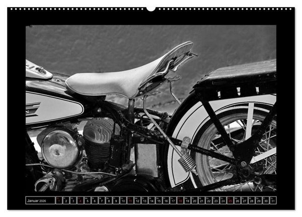 Produktbild: Harley Davidson WLA 750 in Schwarzweiss (Wandkalender 2026 DIN A2 quer), CALVENDO Monatskalender
