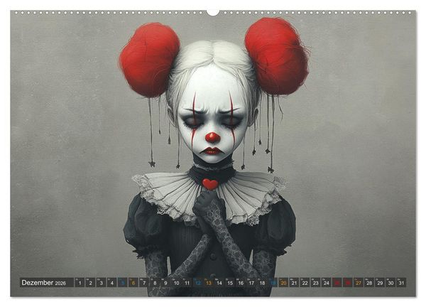Produktbild: Clowniversum - Wo die Masken Geschichten erz&auml;hlen (Wandkalender 2026 DIN A2 quer), CALVENDO Monatskalender