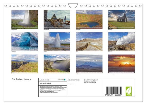 Produktbild: Die Farben Islands (Wandkalender 2026 DIN A4 quer), CALVENDO Monatskalender