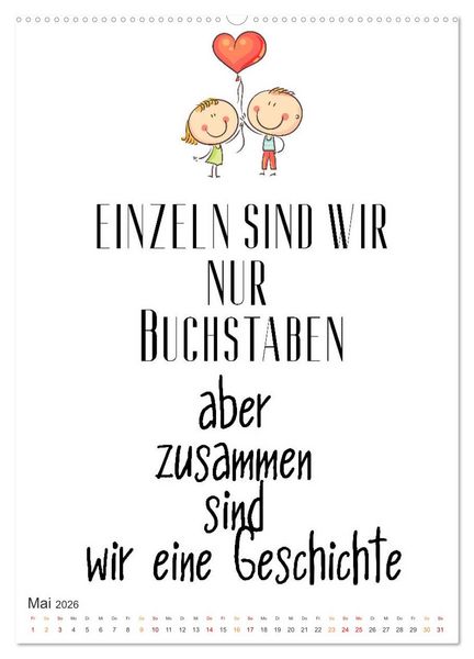Produktbild: Liebesspr&uuml;che (hochwertiger Premium Wandkalender 2026 DIN A2 hoch), Kunstdruck in Hochglanz