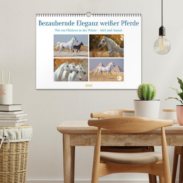 Produktbild: Bezaubernde Eleganz wei&szlig;er Pferde (Wandkalender 2026 DIN A3 quer), CALVENDO Monatskalender