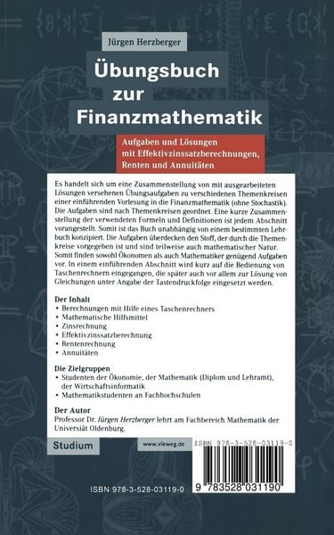 Produktbild: &Uuml;bungsbuch zur Finanzmathematik