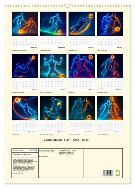 Produktbild: Vision Fu&szlig;ball Licht - Kraft - Spiel (Wandkalender 2027 DIN A2 hoch), CALVENDO Monatskalender