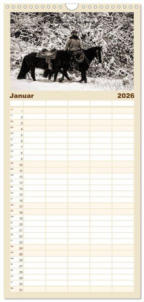 Produktbild: Familienplaner 2026 - Westernreiten mit 5 Spalten (Wandkalender, 21 x 45 cm) CALVENDO