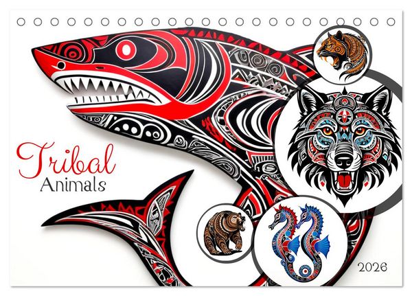 Produktbild: Tribal animals (Desk Calendar 2026 DIN A5 landscape), CALVENDO 12 Month DeskCalendar