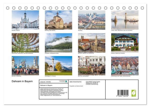 Produktbild: Dahoam in Bayern (Tischkalender 2026 DIN A5 quer), CALVENDO Monatskalender
