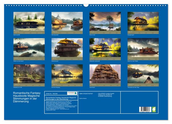 Produktbild: Romantische Fantasy Hausboote Magische Stimmungen in der D&auml;mmerung (Wandkalender 2026 DIN A2 quer), CALVENDO Monatskalender