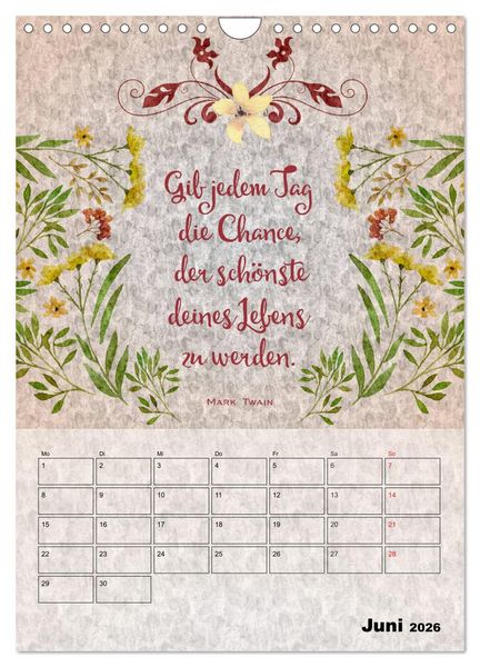 Produktbild: Lebensweisheiten zum Reflektieren (Wandkalender 2026 DIN A4 hoch), CALVENDO Monatskalender