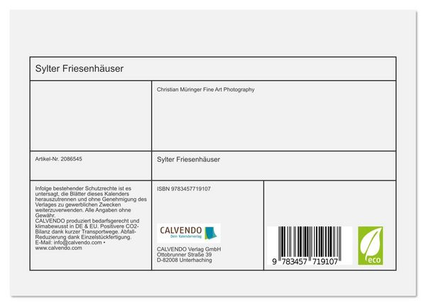 Produktbild: Sylter Friesenh&auml;user (Tischkalender 2026 DIN A5 quer), CALVENDO Monatskalender