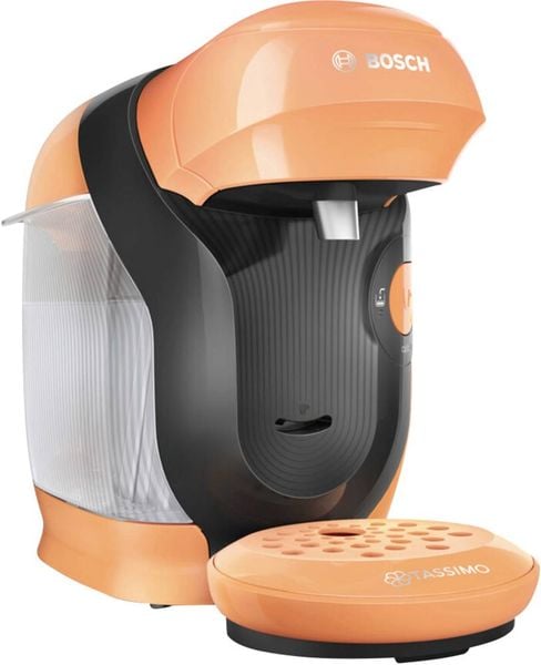 Bosch Haushalt Style TAS1106 Kapselmaschine Orange One Touch, Höhenverstellbarer Kaffeeauslauf
