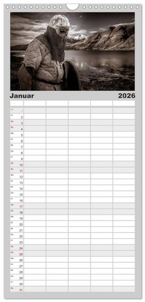 Produktbild: Familienplaner 2026 - Wikinger und Krieger mit 5 Spalten (Wandkalender, 21 x 45 cm) CALVENDO