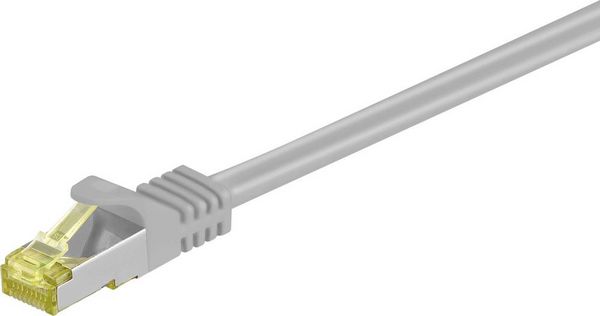 Goobay 91603 RJ45 Netzwerkkabel, Patchkabel CAT 6a (Rohkabel CAT 7) S/FTP 2.00 m Grau mit Rastnasenschutz, vergoldete St