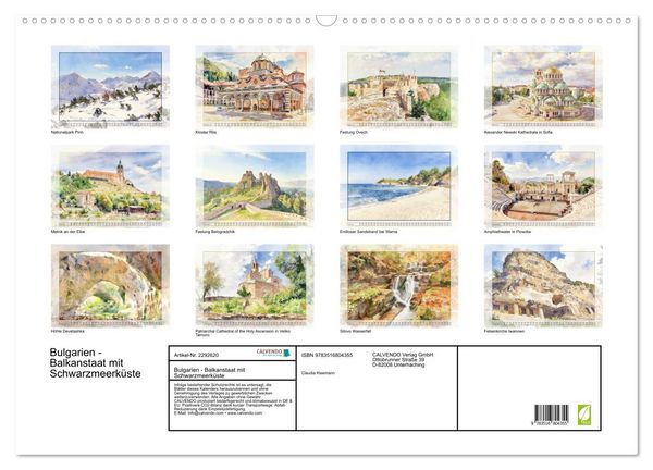Produktbild: Bulgarien - Balkanstaat mit Schwarzmeerk&uuml;ste (Wandkalender 2027 DIN A2 quer), CALVENDO Monatskalender