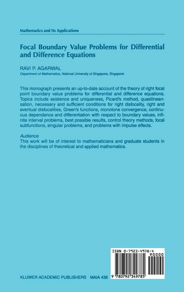 Produktbild: Focal Boundary Value Problems for Differential and Difference Equations