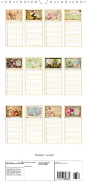 Produktbild: Poetische Romantik - Familienplaner hoch (Wandkalender 2022 , 21 cm x 45 cm, hoch)