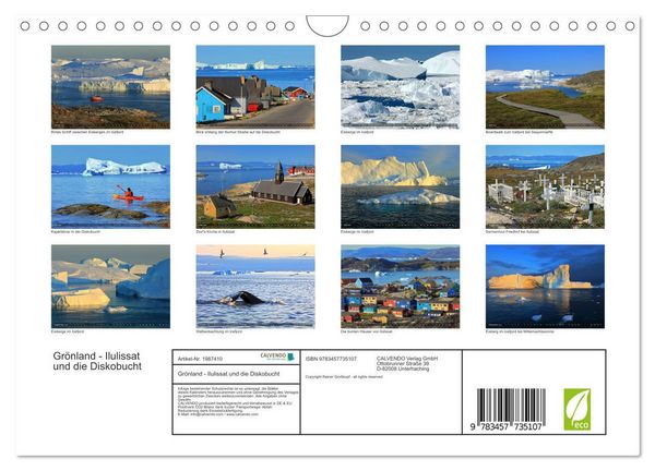 Produktbild: Gr&ouml;nland - Ilulissat und die Diskobucht (Wandkalender 2026 DIN A4 quer), CALVENDO Monatskalender