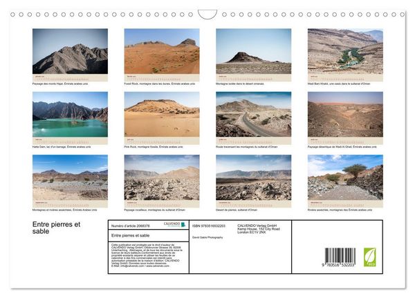 Produktbild: Entre pierres et sable (Calendrier mural 2026 DIN A3 vertical), CALVENDO calendrier mensuel