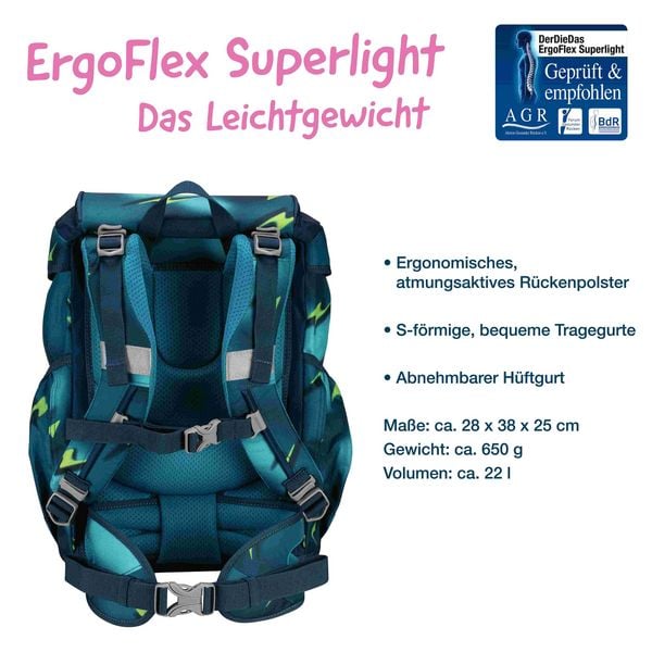 Produktbild: DerDieDas Schulranzen Set ErgoFlex Superlight, Schulranzen Set, 5tlg, Magic Light