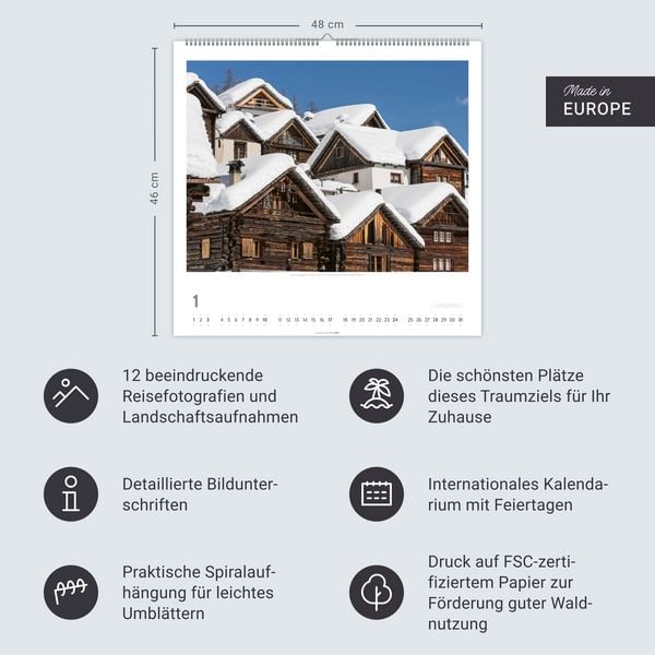 Produktbild: Schweiz Kalender 2027 - Sch&ouml;nste Landschaften und Ansichten