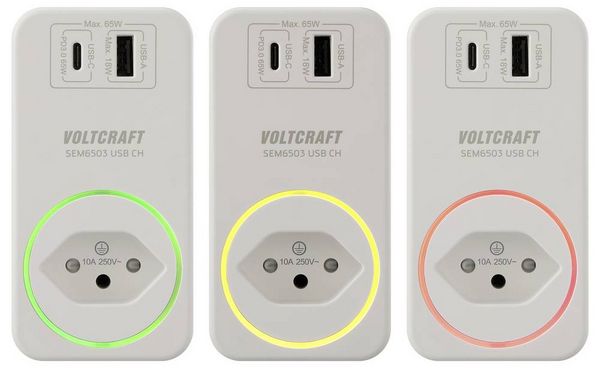 Produktbild: VOLTCRAFT SEM6503 CH Energiekosten-Messger&auml;t USB-Schnittstelle, inkl. Funksteckdose, Datenexport, Datenloggerfunktion