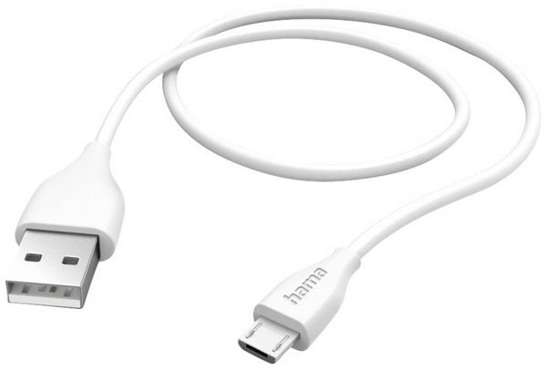 Produktbild: Hama USB-Ladekabel USB 2.0 USB-A Stecker, USB-Micro-B Stecker 1.50m Wei&szlig; 00201587