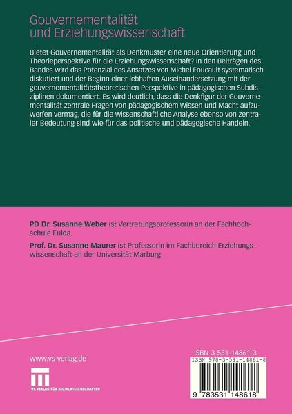 Produktbild: Gouvernementalit&auml;t und Erziehungswissenschaft