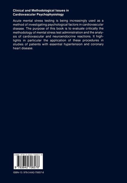 Produktbild: Clinical and Methodological Issues in Cardiovascular Psychophysiology