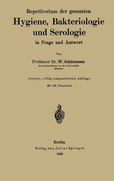 Produktbild: Repetitorium der gesamten Hygiene, Bakteriologie und Serologie in Frage und Antwort