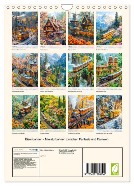 Produktbild: Eisenbahnen - Miniaturbahnen zwischen Fantasie und Fernweh (Wandkalender 2026 DIN A4 hoch), CALVENDO Monatskalender