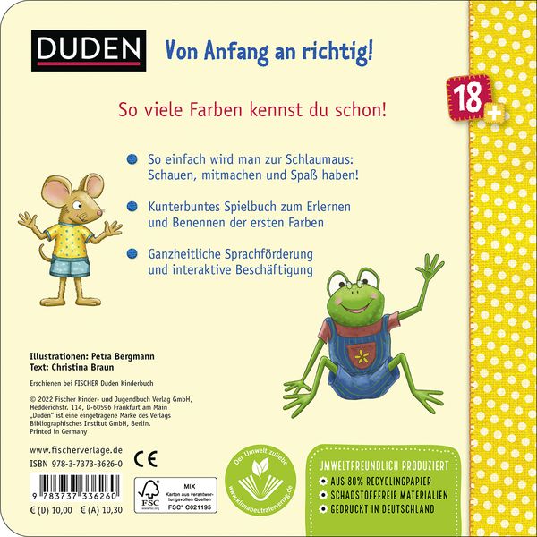 Produktbild: Duden 18+: F&uuml;r kleine Schlaum&auml;use: Farben (Lustiges Mitmach-Buch f&uuml;r die Kleinsten)