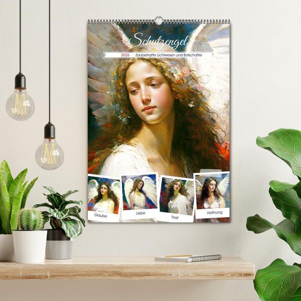 Produktbild: Schutzengel. Zauberhafte Lichtwesen und Botschafter (Wandkalender 2026 DIN A2 hoch), CALVENDO Monatskalender