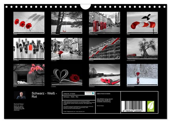 Produktbild: Schwarz - Wei&szlig; - Rot (Wandkalender 2026 DIN A4 quer), CALVENDO Monatskalender