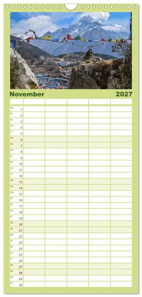 Produktbild: Familienplaner 2027 - Nepal- Trekking durchs Hochgebirge mit 5 Spalten (Wandkalender, 21 x 45 cm) CALVENDO