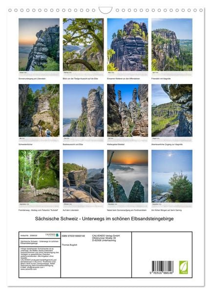 Produktbild: S&auml;chsische Schweiz - Unterwegs im sch&ouml;nen Elbsandsteingebirge (Wandkalender 2026 DIN A3 hoch), CALVENDO Monatskalender