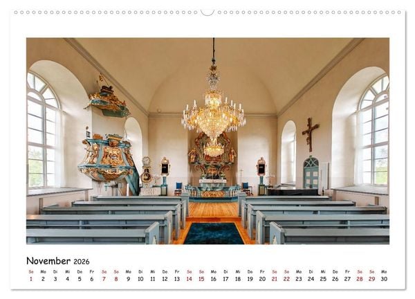 Produktbild: Schwedische Kirchen auf dem St.Olavsweg (Wandkalender 2026 DIN A2 quer), CALVENDO Monatskalender