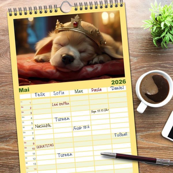 Produktbild: Familienplaner 2026 - M&auml;rchenhafte Helden mit feuchter Nase mit 5 Spalten (Wandkalender, 21 x 45 cm) CALVENDO