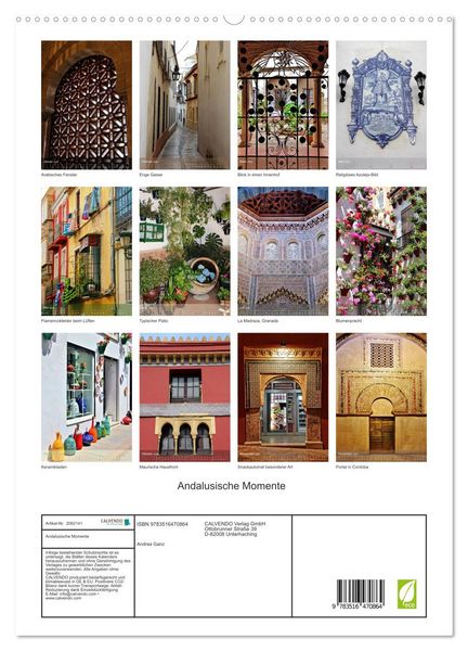 Produktbild: Andalusische Momente (hochwertiger Premium Wandkalender 2026 DIN A2 hoch), Kunstdruck in Hochglanz