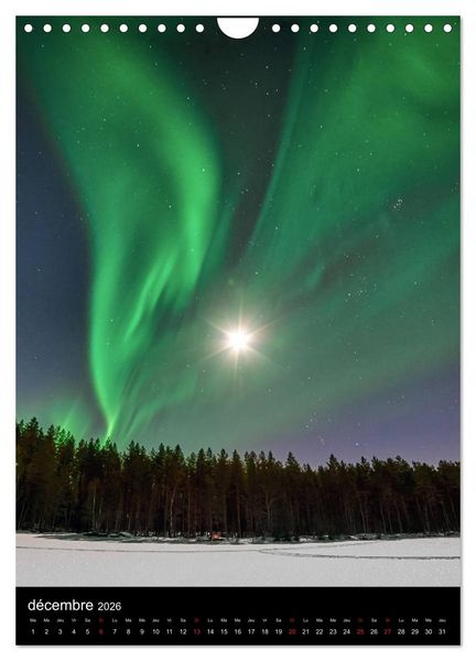 Produktbild: Aurora Borealis en Scandinavie (Calendrier mural 2026 DIN A4 horizontal), CALVENDO calendrier mensuel