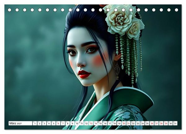 Produktbild: Dunkle Eleganz der Geishas (Tischkalender 2027 DIN A5 quer), CALVENDO Monatskalender