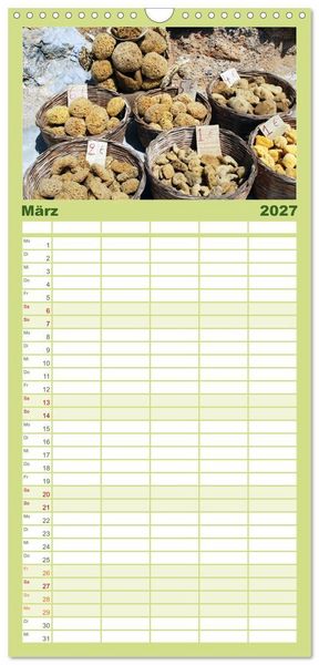 Produktbild: Familienplaner 2027 - Griechische Inseln mit 5 Spalten (Wandkalender, 21 x 45 cm) CALVENDO