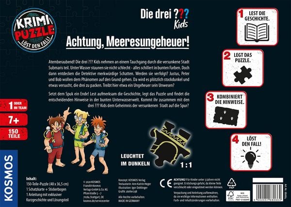 Produktbild: Krimipuzzle Die drei ??? Kids Achtung, Meeresungeheuer!