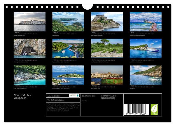 Produktbild: Von Korfu bis Antipaxos (Wandkalender 2026 DIN A4 quer), CALVENDO Monatskalender