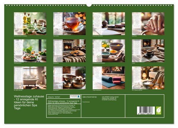 Produktbild: Wellnesstage zuhause - 12 anregende KI Ideen f&uuml;r deine pers&ouml;nlichen Spa Tage (hochwertiger Premium Wandkalender 2026 DIN A2 quer), Kunstdruck in Hochglanz
