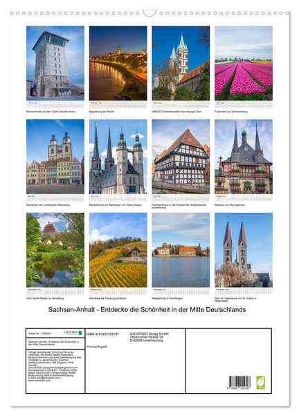Produktbild: Sachsen-Anhalt - Entdecke die Sch&ouml;nheit in der Mitte Deutschlands (Wandkalender 2026 DIN A2 hoch), CALVENDO Monatskalender