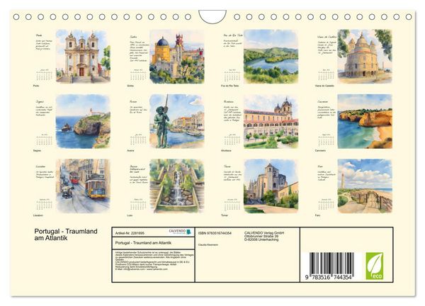 Produktbild: Portugal - Traumland am Atlantik (Wandkalender 2026 DIN A4 quer), CALVENDO Monatskalender