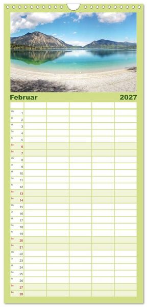 Produktbild: Familienplaner 2027 - Walchensee Panorama mit 5 Spalten (Wandkalender, 21 x 45 cm) CALVENDO